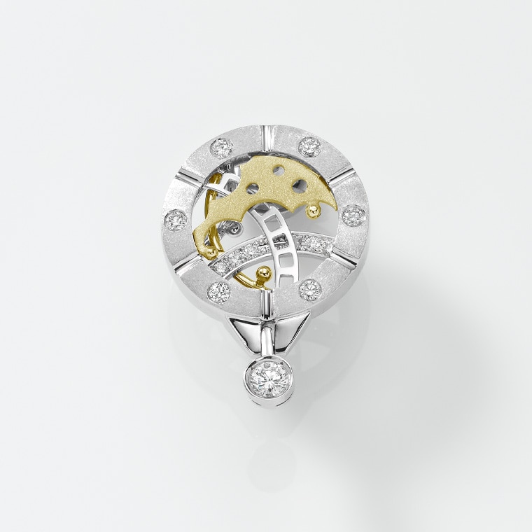 MM001]Pt/K18ダイヤモンド/ピンブローチ(プラチナ/ゴールド): Hyacca