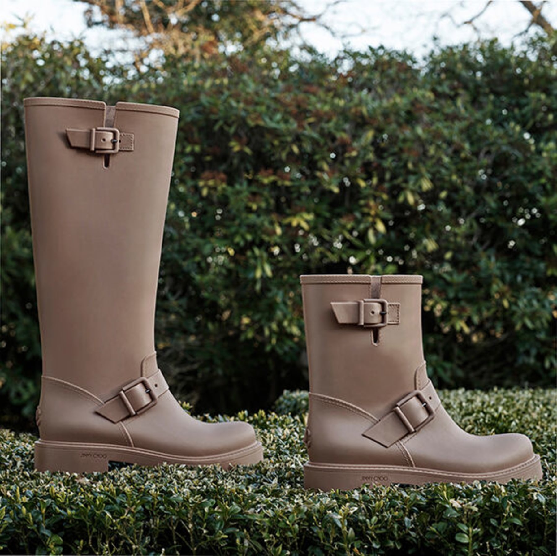 JIMMY CHOO YAEL FLAT RUBBER BOOTS