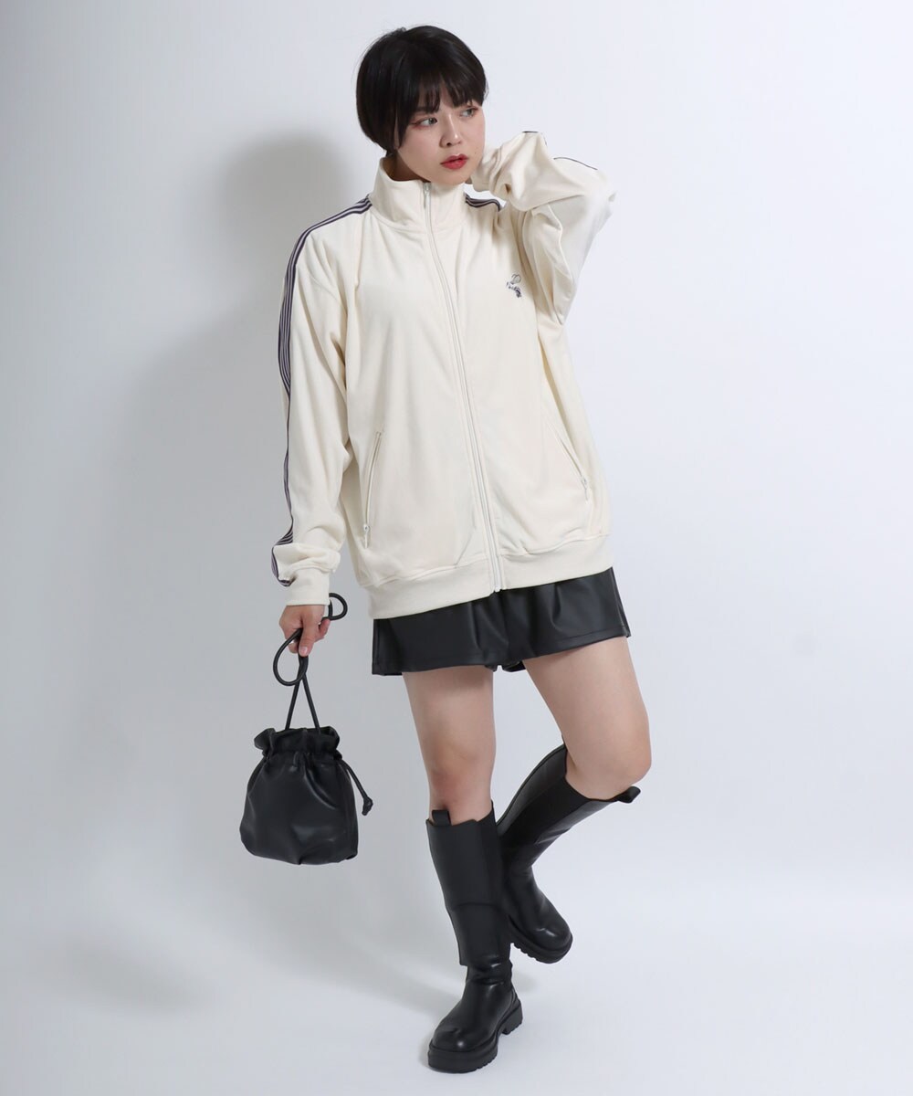 蜂のワンポイント刺繍】 蜂さん サイドライン ベロア トラック