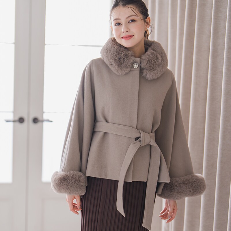 MISCHMASCH ミッシュマッシュ エコファーポンチョコート MISCH MASCH