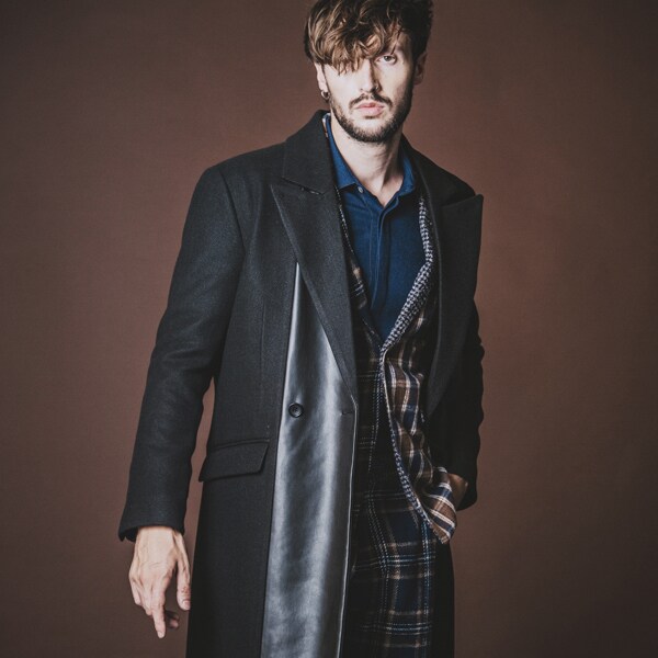 シンセティックレザー切替チェスターコート | ノーアイディー(NO ID