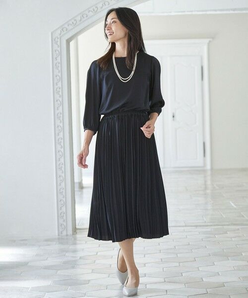 セール】 【ウエストゴム】プリーツワンピース （ロング・マキシ丈