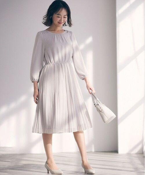 洗える】フェミニンプリーツ ワンピース （ロング・マキシ丈ワンピース