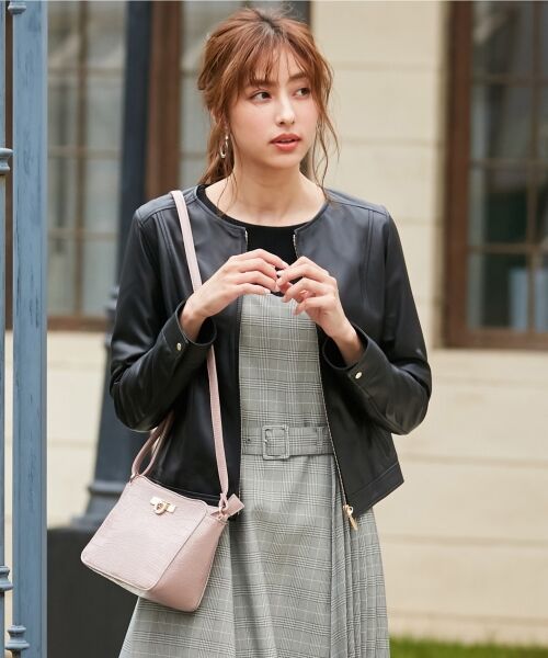 セール】 【本革】ノーカラーラムレザー ジャケット （ノーカラー