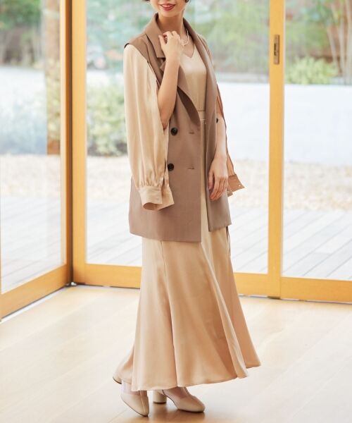 セール】 スリットスリーブマーメイドワンピース （ロング・マキシ丈