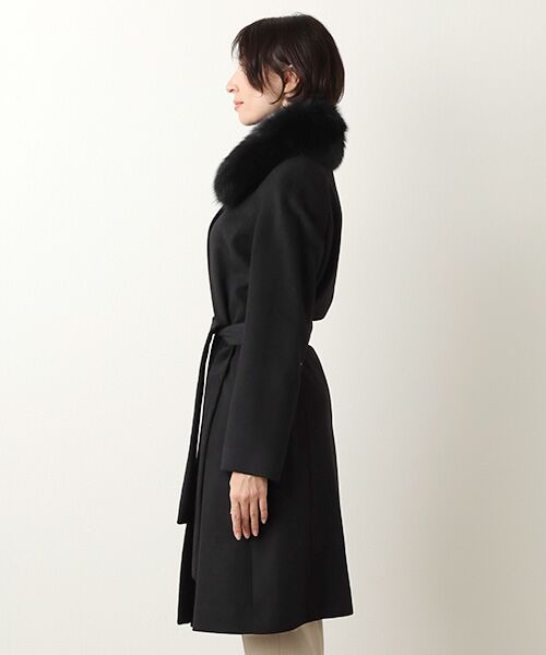 セール】 カシミヤ100％コート（ベルト付き） （ステンカラーコート