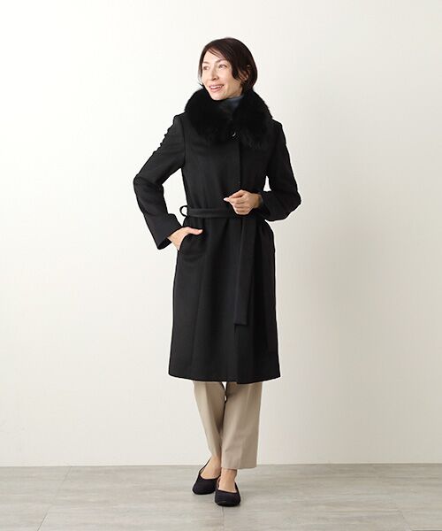 セール】 カシミヤ100％コート（ベルト付き） （ステンカラーコート