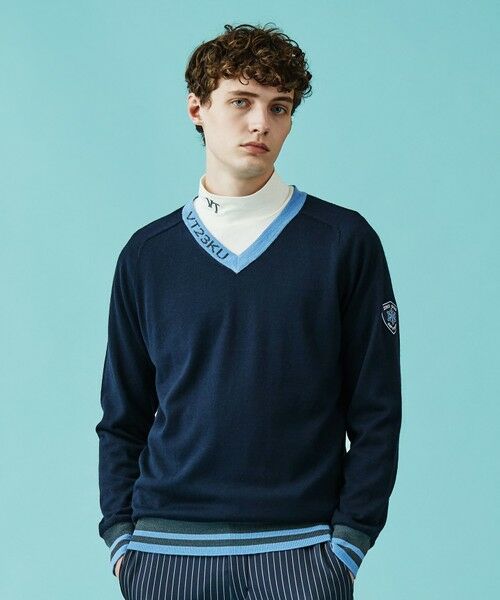 セール】 【MEN】【手洗い可】裏地付き Vネックニット （ニット