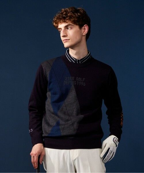 セール】 【MEN】【ウォッシャブル】ウールブレンド アーガイル ニット