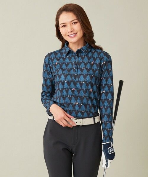 セール】 【WOMEN】白夜ゴルフ柄 長袖シャツ （ポロシャツ）｜23区GOLF