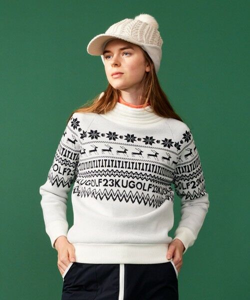 セール】 【WOMEN】【ウォッシャブル】ノルディック柄裏付き ニット
