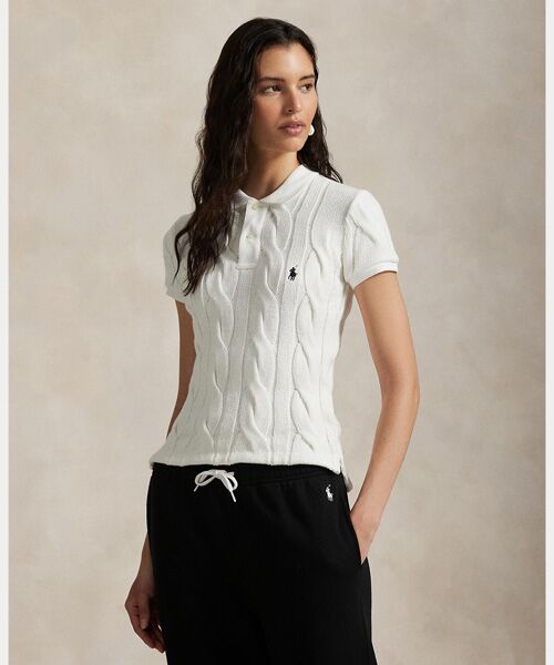 セール】 ケーブルニット コットン ポロシャツ （ポロシャツ）｜POLO