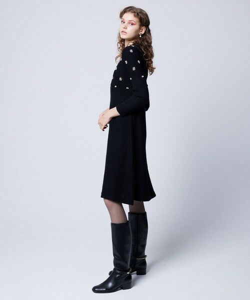 セール】 【洗える】PEARL BOUQUET KNITDRESS ニットドレス （ミニ丈