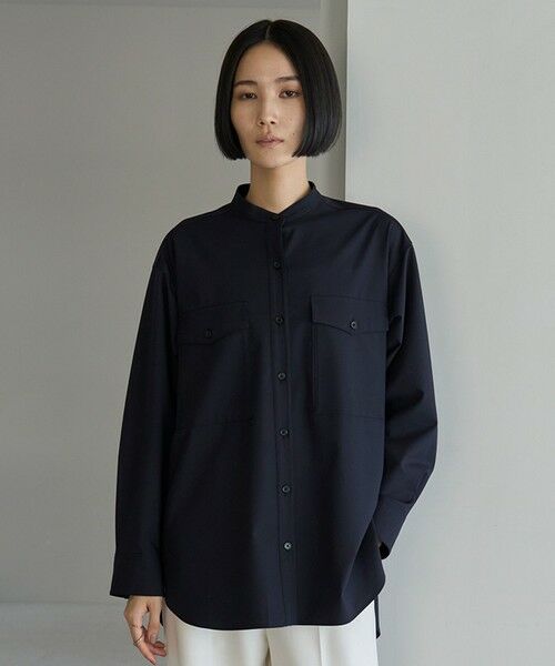 セール】 ウールライク バンドカラーシャツ （シャツ・ブラウス