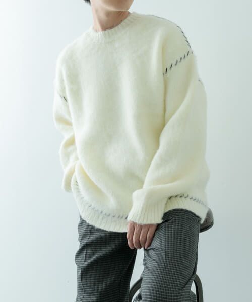 セール】 ブランケットステッチ モヘアライクニット （ニット