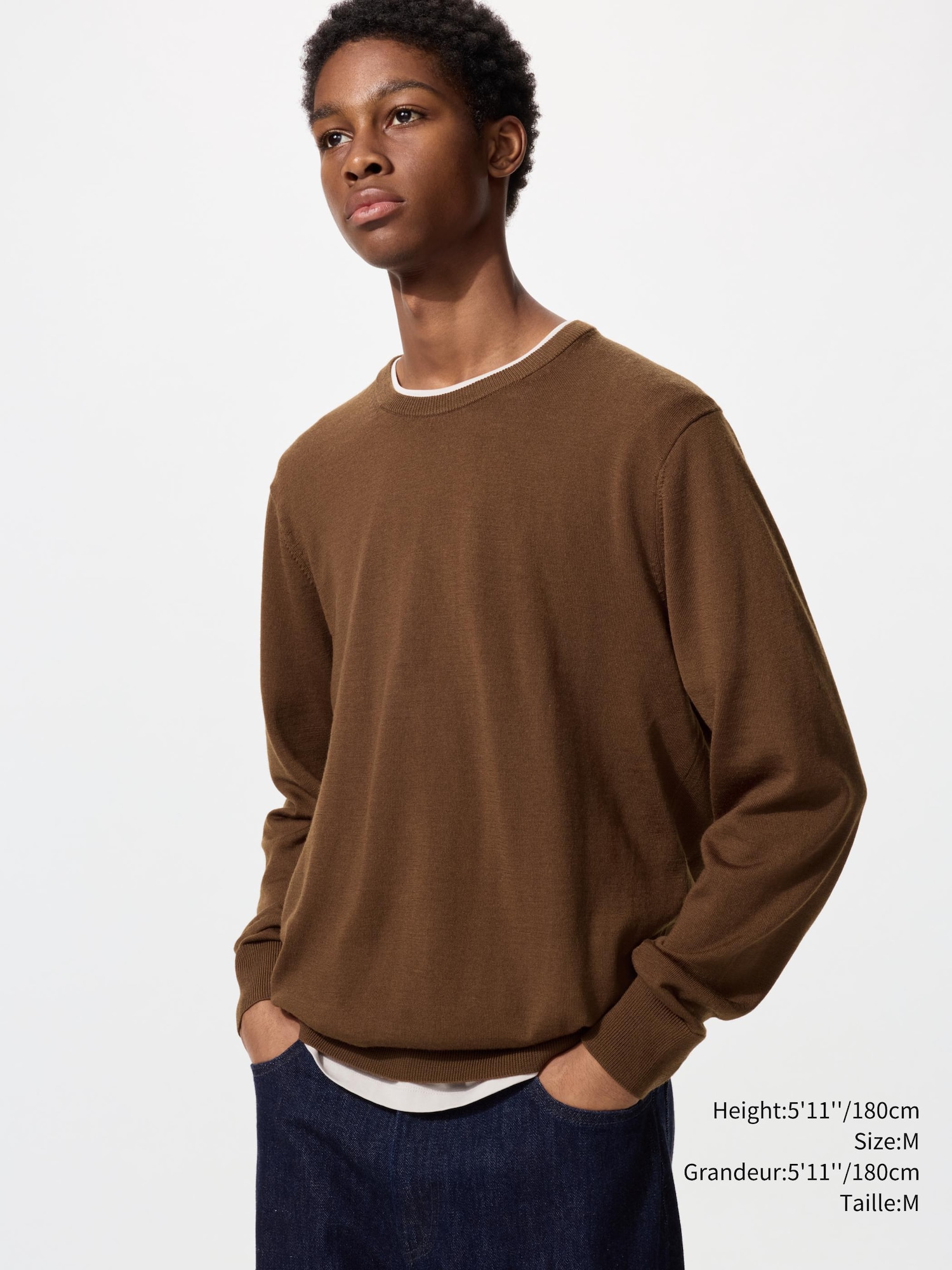 Men's MERINO CREW NECK SWEATER | UNIQLO CA