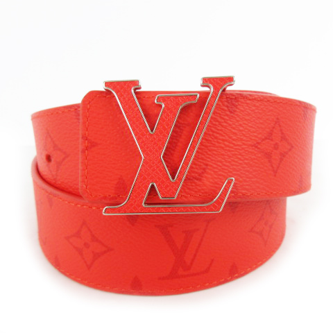LOUIS VUITTON レザー ベルト レッド メンズ