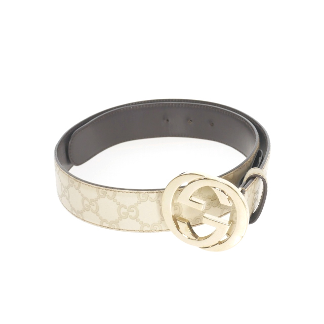 グッチ GUCCI インターロッキングG グッチシマ レザーベルト オフ