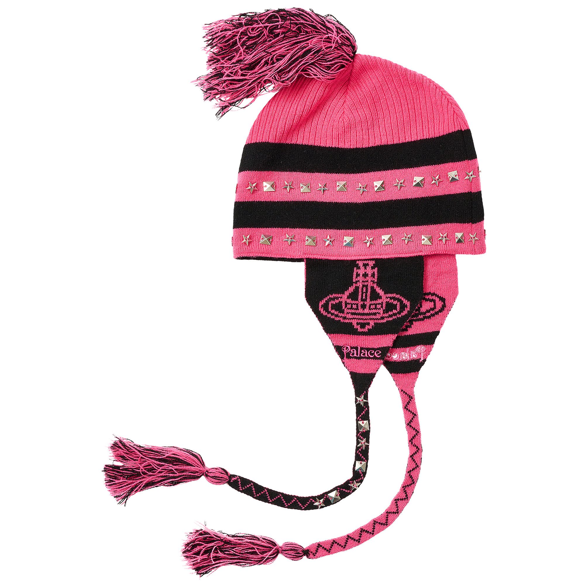 Buy Palace x Vivienne Westwood Orb Knit Earflap Beanie 'Pink/Black