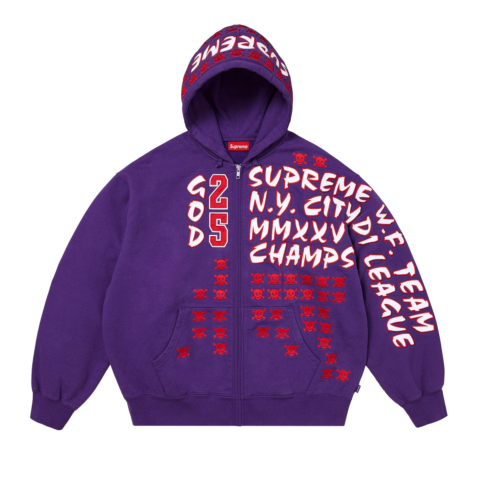 Buy Supreme League Champs Zip Up Hooded Sweatshirt 'Purple