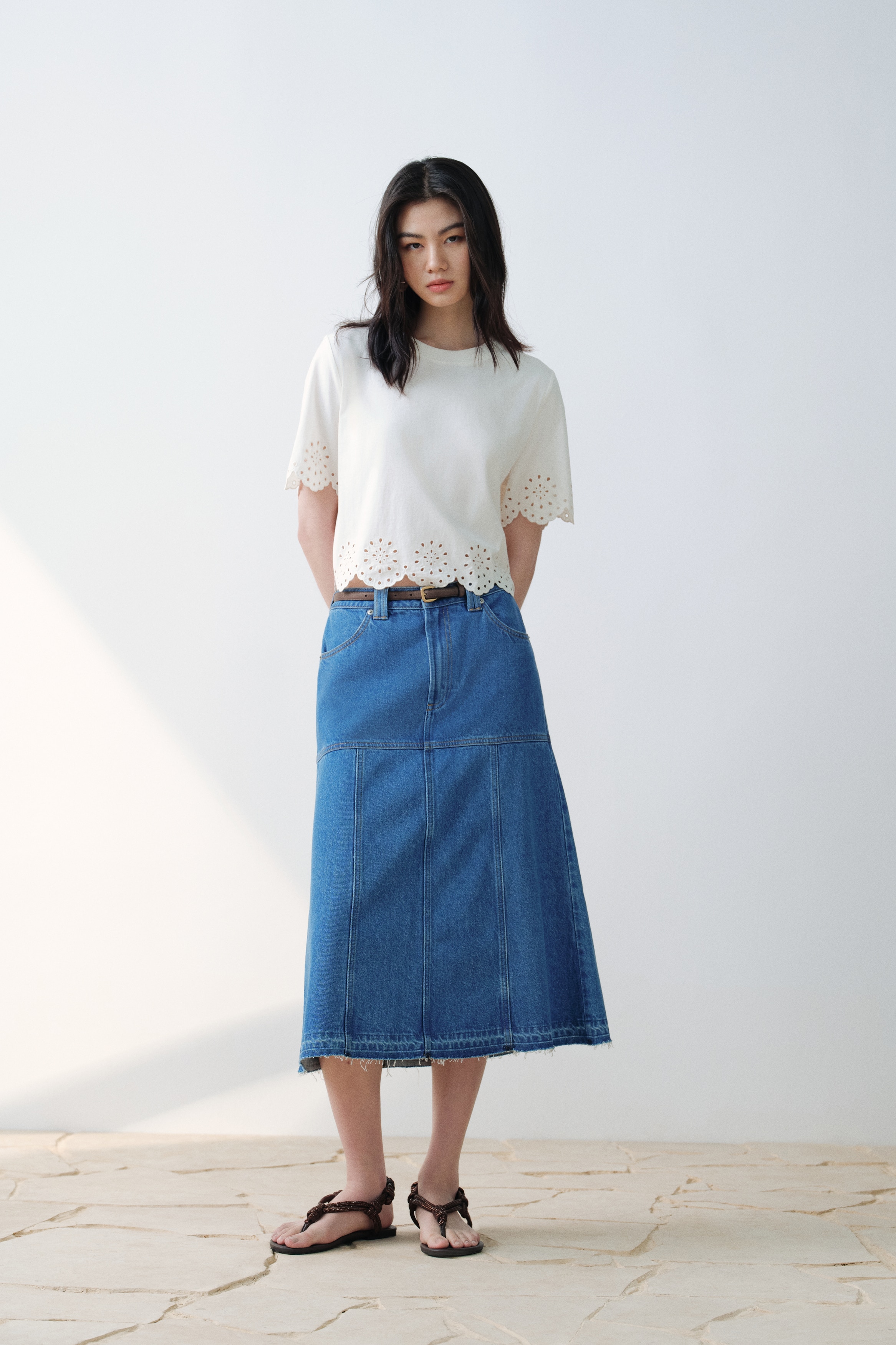 デニムミディスカート - デニムブルー - レディース | H&M JP