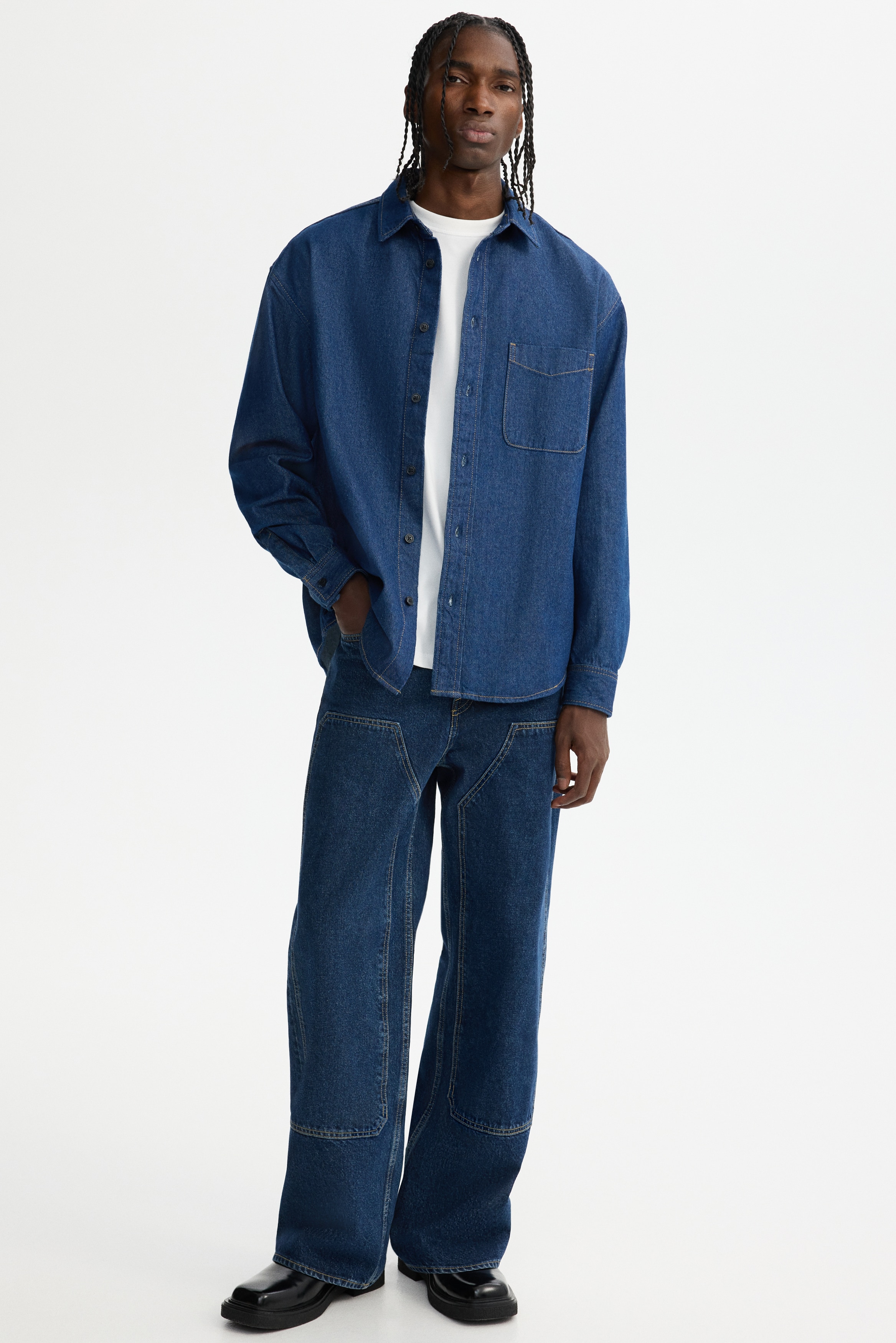 ルーズフィット デニムシャツ - ダークデニムブルー - Men | H&M JP