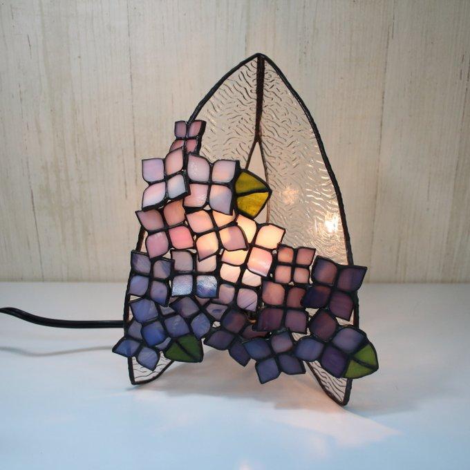 紫陽花の三角ランプ ステンドグラス - - Atelier Joinus - | minne