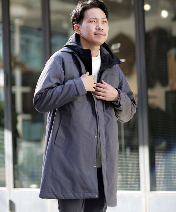 ナノユニバース×河田ダウンハイブリッドダウンステンカラーコート 暖