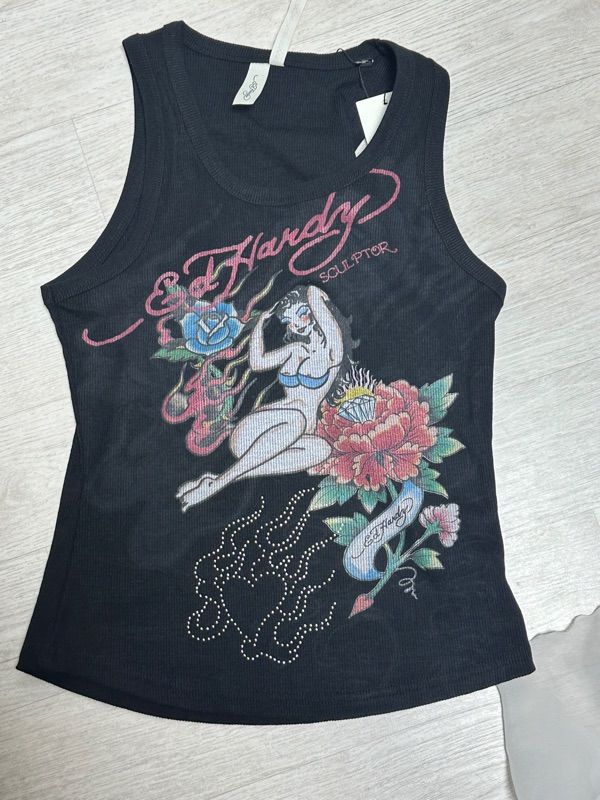 MUSINSA | SCULPTOR [Sculptor x Ed Hardy] Rib Tank Top Black