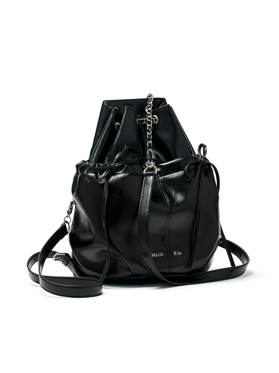 MUSINSA | MATIN KIM DRAW STRING RIBBON BACK PACK IN BLACK