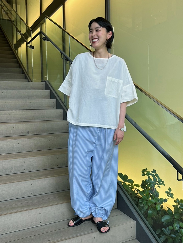 It's ME コットンストライプバルーンサロペットネストローブ