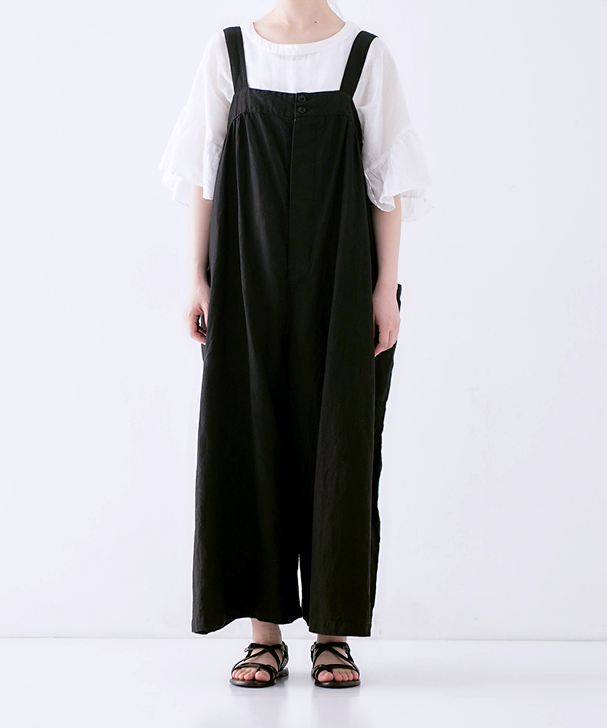 ブラックリネンワイドサロペット｜nest Robe / CONFECT ONLINE SHOP