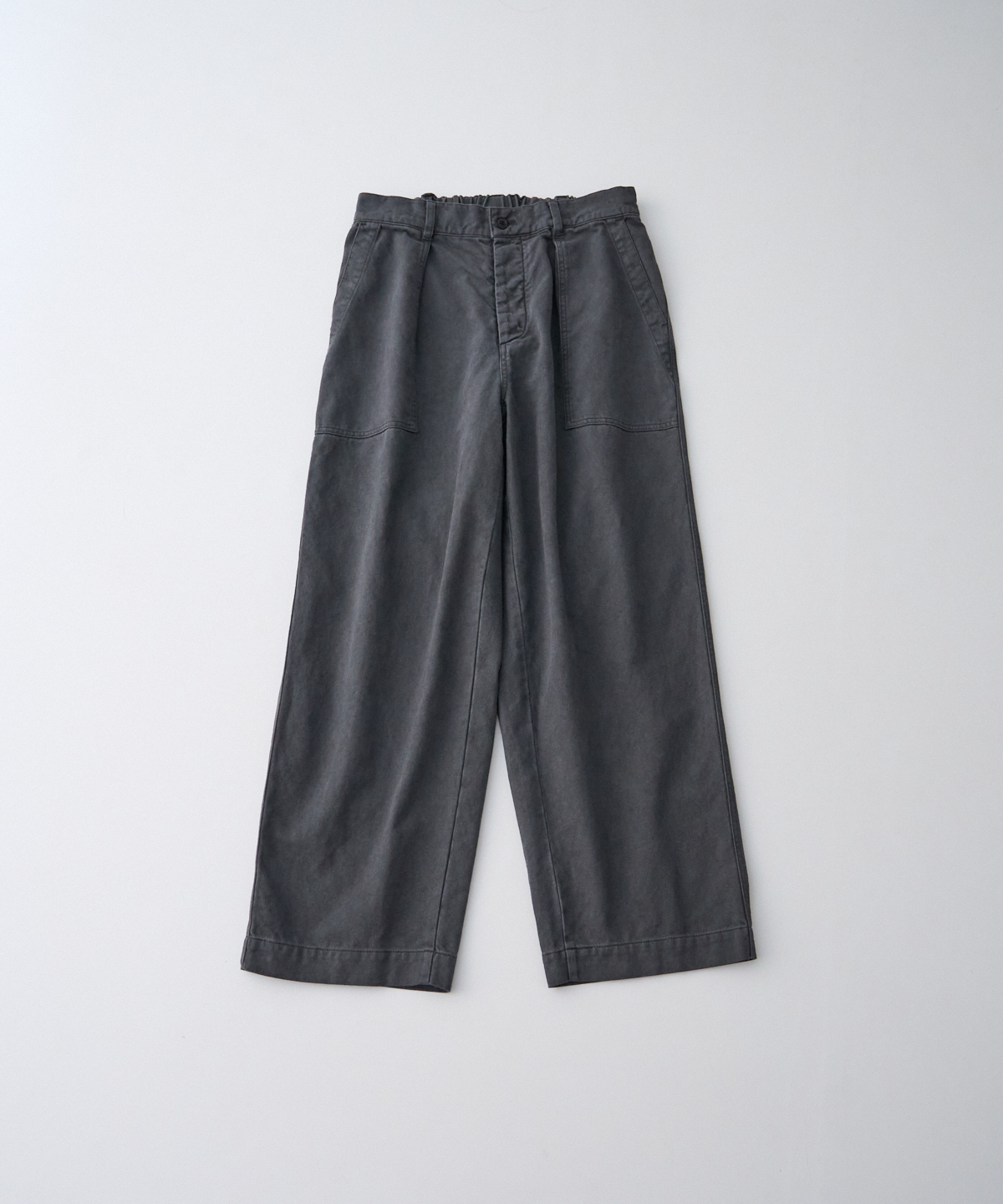 コットンリネン ギャバジン ピグメントバイオ ミリタリートラウザーズ
