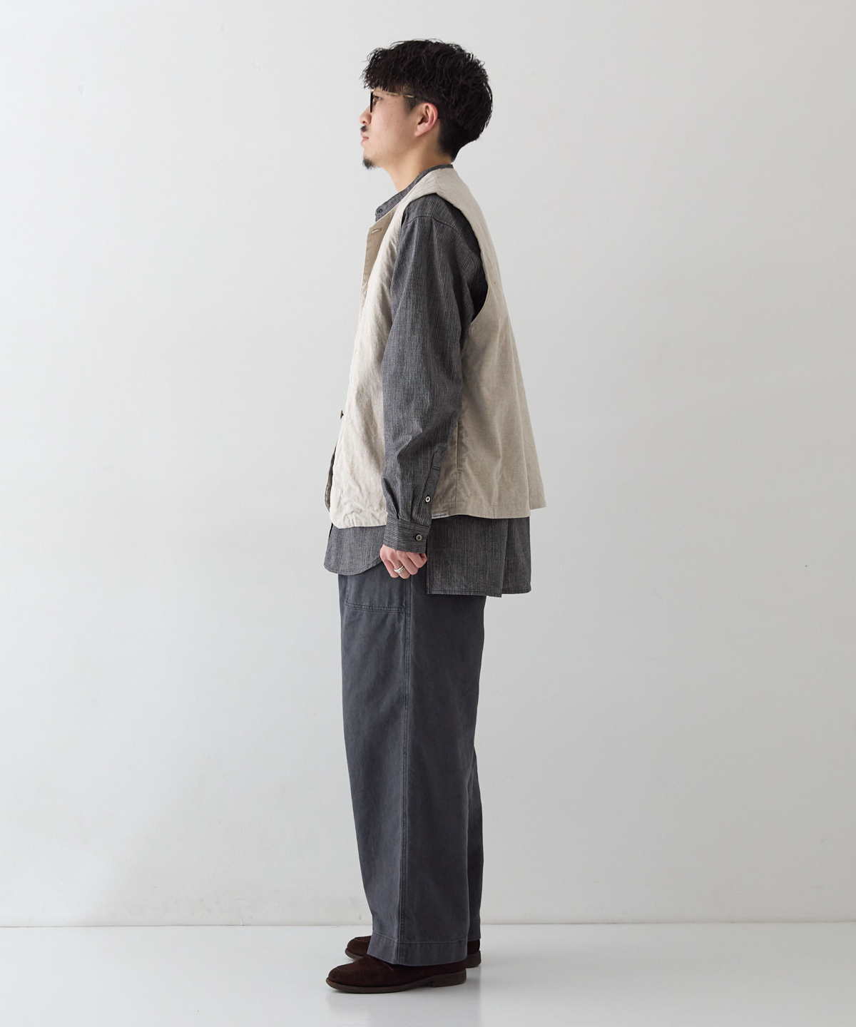 UpcycleLino 】 ポプリン クルーネックベスト｜nest Robe / CONFECT