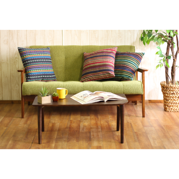 36％OFF】【送料無料】ファブリックソファ 2人掛け グリーン