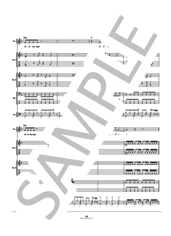 楽譜】SATURDAY NIGHT / ブランキー・ジェット・シティ (バンドスコア