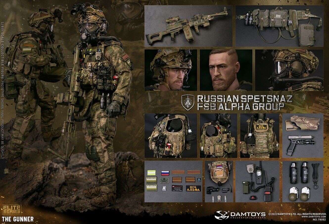 DAMTOYS 78092 RUSSIAN SPETSNAZ FSB ALPHA GROUP Machine Gunner 1/6