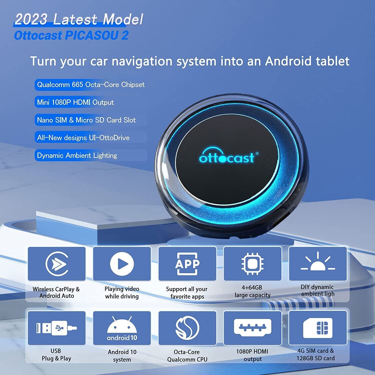 OTTOCAST PICASOU 2 CarPlay AI Box with HDMI Wireless CarPlay