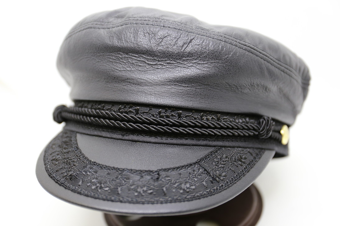 ヘンシェル（Henschel） レザーマリンキャップ ブラック S(56cm)|M