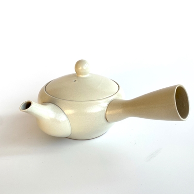 Autumn SALE❗️煎茶道具 萬古焼◇松楽造『環手 茶注』白泥手捻り