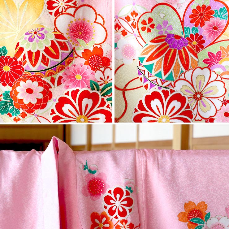 楽天市場】お宮参り 女の子 初着 産着 御所車に鞠 ピンク色 正絹