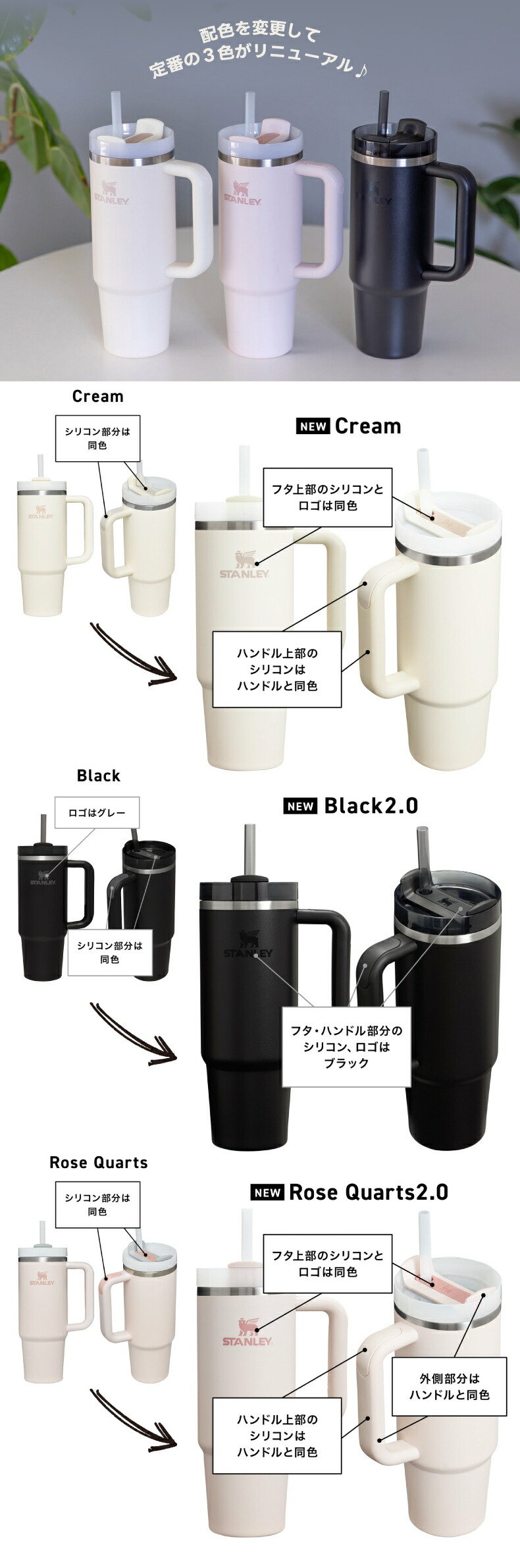 スタンレー タンブラー 水筒 ストロー付き STANLEY クエンチャー H2.0