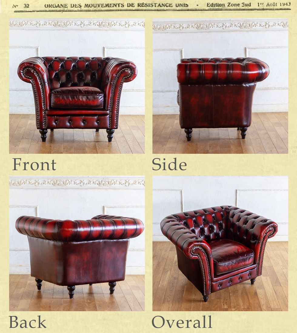 ヴィンセント VJシリーズ 1人掛け アンティークレッドレザー(総革張り