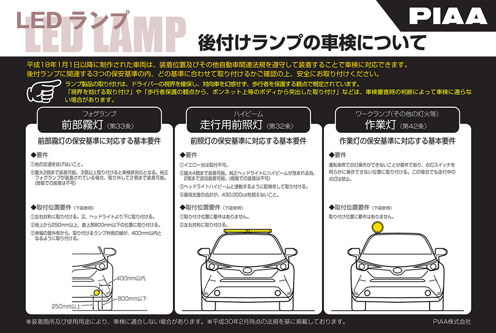 PIAA 後付けランプ LED 6000K LP270シリーズ 4300cd フォグ配光 12V