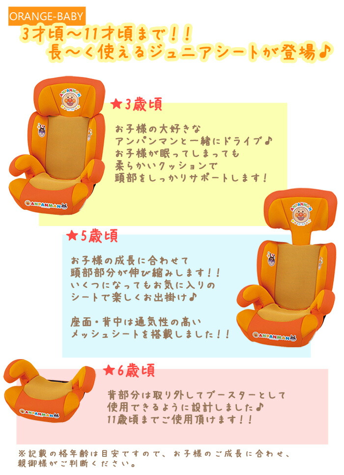 ジュニアシート それいけ！アンパンマン ハイバックシート カーシート