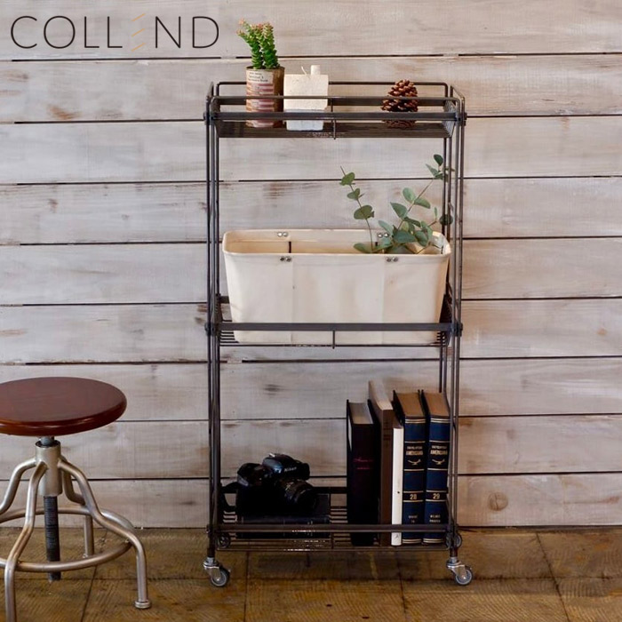 アイアン シェルフ ラック 棚 キャスター付き 3段 COLLEND コレンド