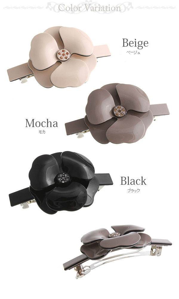 エナメル調カメリアバレッタ H7054 | ヘアアクセサリー,バレッタ