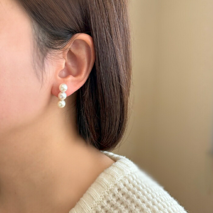 楽天市場】一粒ネックレスプレゼント☆ K18YG あこや真珠 3連 ライン