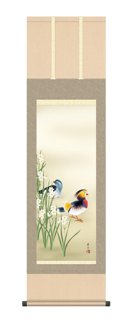楽天市場】掛軸 掛け軸 冬掛け 花鳥画 「南天福寿」 高見蘭石 ＜送料