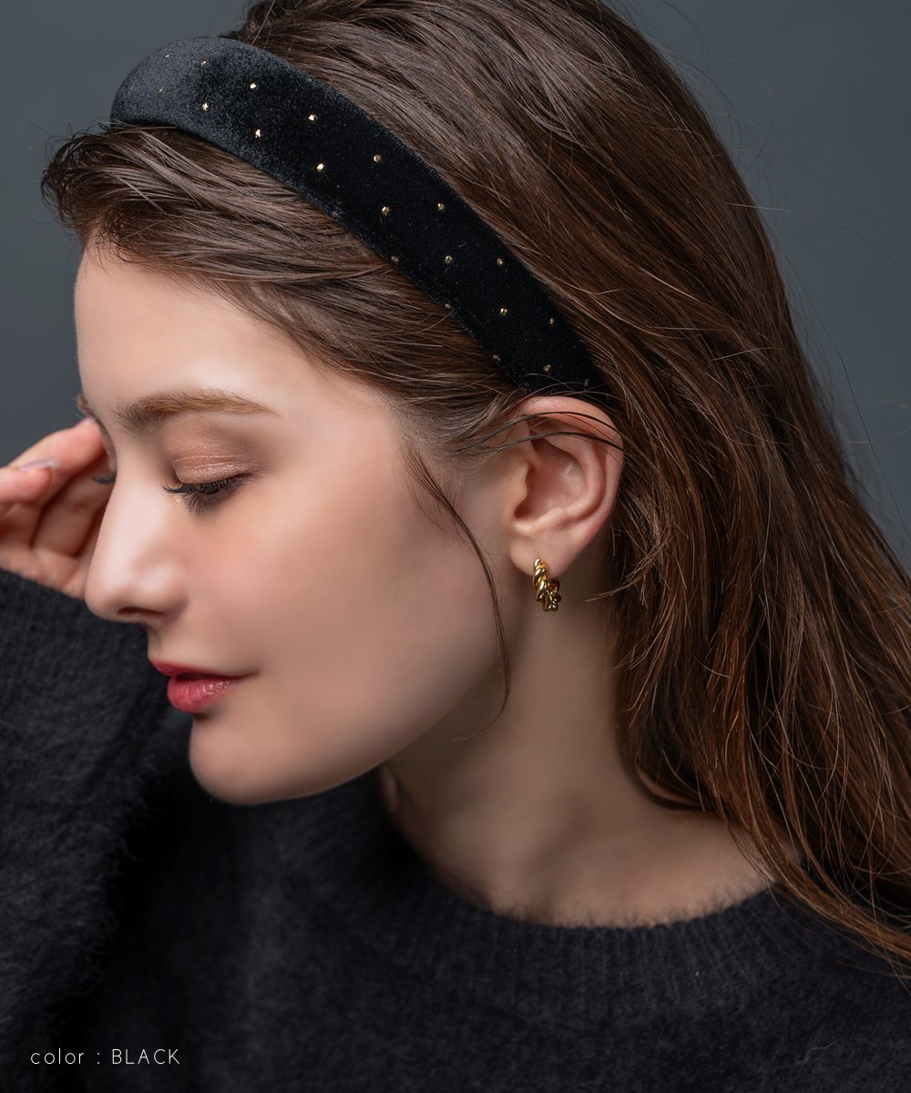 ゆうパケット】 カチューシャ ベロア ベルベット 幅広 3cm パウダー